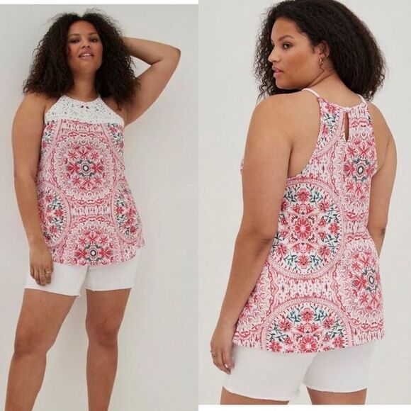 NWT Torrid Knit Macrame High Neck Tank M/L - Picture 1 of 7